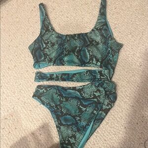 Revolve super down body suit snake skin